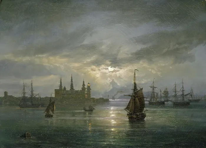 Framed Print : Kronborg Castle in Moonlight, probably 1849. Creator: Johan Christian Dahl Framed Print : Kronborg Castle in Moonlight, probably 1849. Creator: Johan Christian Dahl