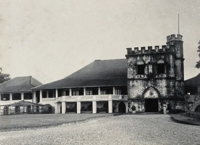Framed Print : Kuching, Sarawak: the Astana, a partly castellated building, c1896. Creator: Unknown Framed Print : Kuching, Sarawak: the Astana, a partly castellated building, c1896. Creator: Unknown
