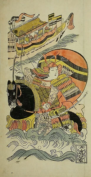 Kumagai Naozane and Taira no Atsumori at the battle of Ichi-no-tani, Japan, c. 1720. Creator: Kondo Kiyoharu
