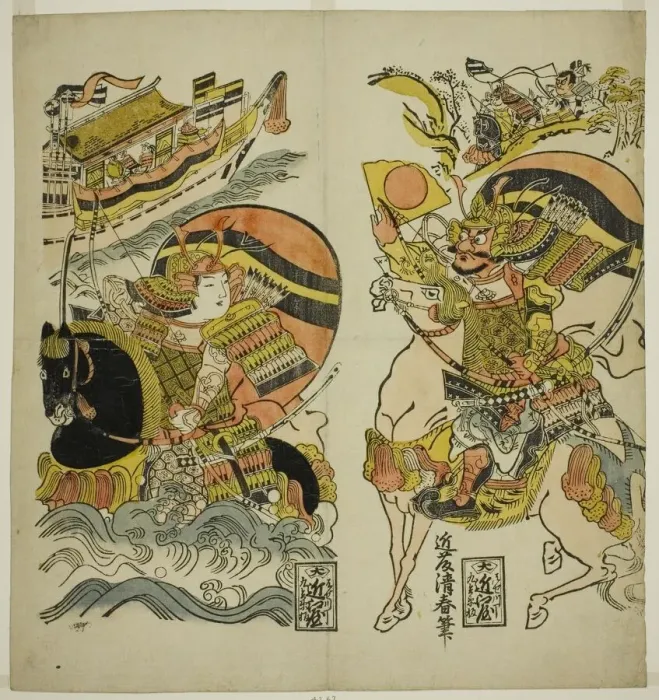 Framed Print : Kumagai Naozane and Taira no Atsumori at the battle of Ichi-no-tani, Japan, c. 1720 Framed Print : Kumagai Naozane and Taira no Atsumori at the battle of Ichi-no-tani, Japan, c. 1720