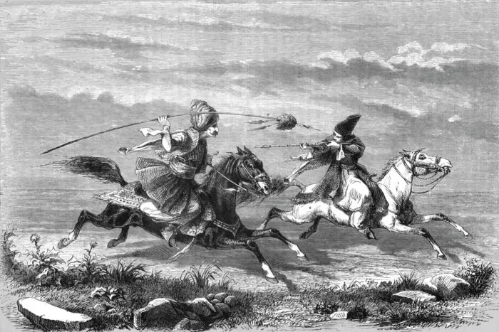 Framed Print : Kurdish Bandits; A Ramble in Persia, 1875. Creator: Armin Vambery
