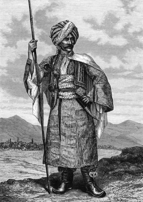 Framed Print : Kurdish chief, 19th century. Artist: Deyrolle Framed Print : Kurdish chief, 19th century. Artist: Deyrolle