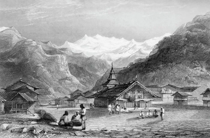 Framed Print : Kursalee, - A Village in the Himalaya Mountains, India, 1845. Creator: Unknown Framed Print : Kursalee, - A Village in the Himalaya Mountains, India, 1845. Creator: Unknown
