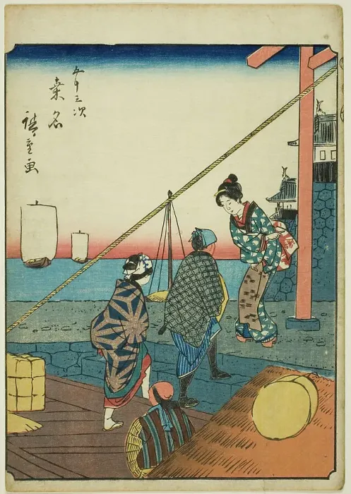 Framed Print : Kuwana, from the series Fifty-three Stations [of the Tokaido] (Gojusan tsugi), also known...1852. Creator: Ando Hiroshige. Kuwana, from the series Fifty-three Stations [of the Tokaido] (Gojusan tsugi), also known...1852