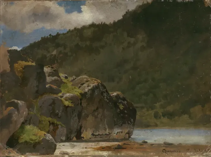 Framed Print : From Kvamsoy in the Sognefjord, 1845. Creator: Hans Gude