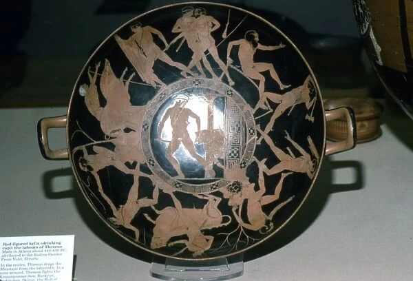 Kylix showing the Labours of Theseus, Athens, c440BC-c430BC. Artist: Codrus Painter