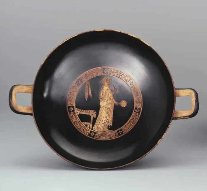 Framed Print : Kylix. A Woman with a Mirror. Attic pottery Framed Print : Kylix. A Woman with a Mirror. Attic pottery