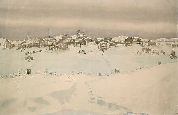 Kyusyur: Winter Landscape, 1929. Creator: Nikolaj Dmitrievic Travin