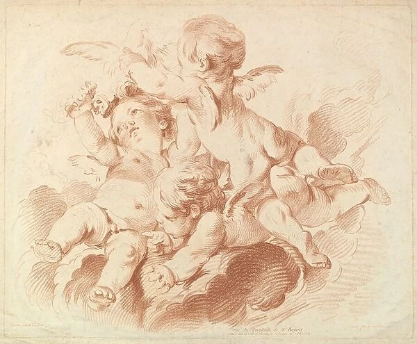 L Air (The Air): A Group of Three Putti on Clouds, 18th century