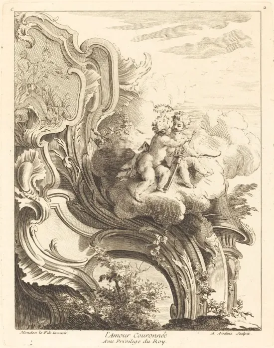 Framed Print : L Amour Couronnee, 1736. Creator: Antoine Aveline Framed Print : L Amour Couronnee, 1736. Creator: Antoine Aveline