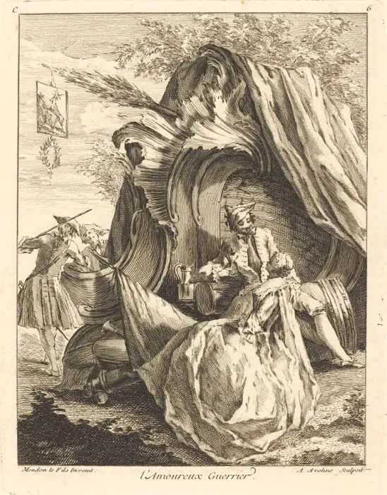 Framed Print : l Amoureux Guerrier, 1736. Creator: Antoine Aveline Framed Print : l Amoureux Guerrier, 1736. Creator: Antoine Aveline