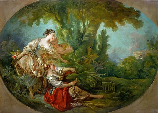 L appeau, dit. L appeau, dit l oiseau pris dans les filets (The decoy bird, also called The bird cau Artist: Boucher, Francois (1703-1770)