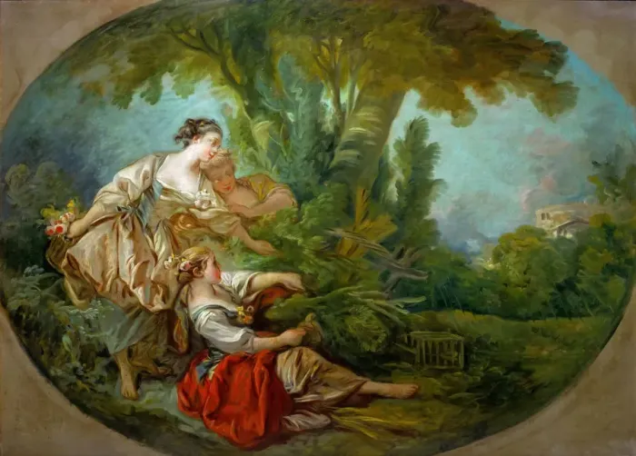 Framed Print : L appeau, dit. L appeau, dit l oiseau pris dans les filets (The decoy bird, also called The bird cau Artist: Boucher, Francois (1703-1770) Framed Print : L appeau, dit. L appeau, dit l oiseau pris dans les filets (The decoy bird, also called The bird cau Artist: Boucher, Francois (1703-1770)
