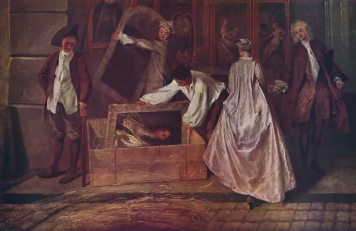 Framed Print : L Enseigne de Gersaint (fragment), 1720-1721, (1937). Artist: Jean-Antoine Watteau