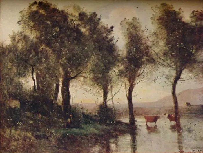 Framed Print : L Etang, (The Ponds), 19th century, (1910). Artist: Jean-Baptiste-Camille Corot Framed Print : L Etang, (The Ponds), 19th century, (1910). Artist: Jean-Baptiste-Camille Corot