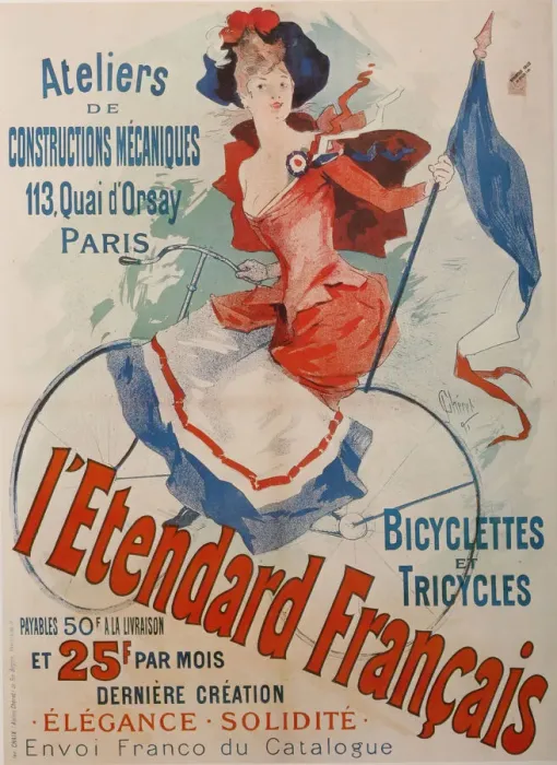 Framed Print : L Etendard Francais Bicycles (Poster). Artist: Cheret, Jules (1836-1932) Framed Print : L Etendard Francais Bicycles (Poster). Artist: Cheret, Jules (1836-1932)
