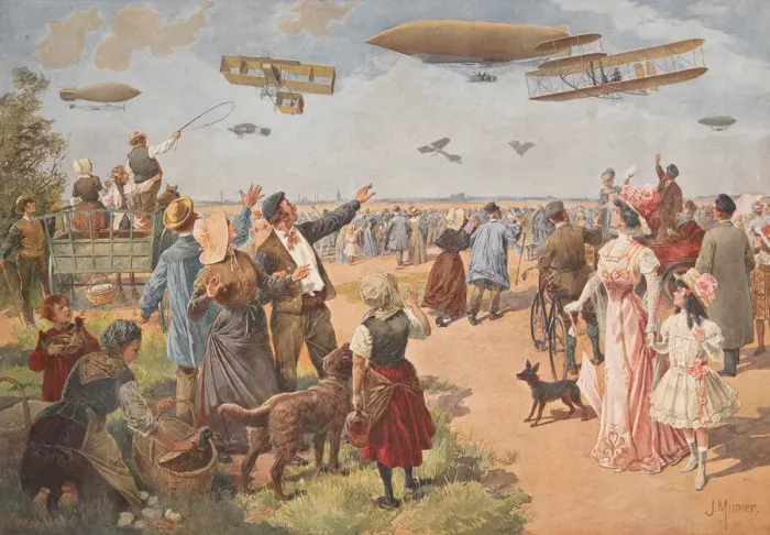 Framed Print : L Exposition aerienne, c. 1908. Creator: Munier, J. (active ca 1900) Framed Print : L Exposition aerienne, c. 1908. Creator: Munier, J. (active ca 1900)