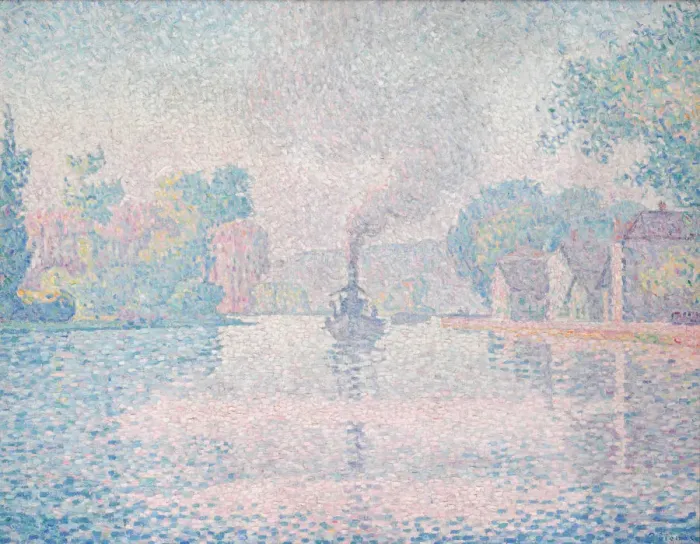Framed Print : L Hirondelle Steamship (Seine near Samois). Artist: Signac, Paul (1863-1935) Framed Print : L Hirondelle Steamship (Seine near Samois). Artist: Signac, Paul (1863-1935)