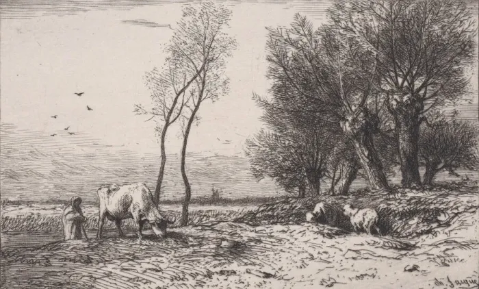 Framed Print : L Hiver, 1867. Creator: Charles Emile Jacque Framed Print : L Hiver, 1867. Creator: Charles Emile Jacque