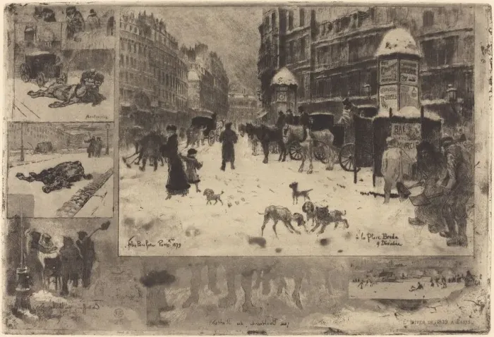 Framed Print : L Hiver aParis (Winter in Paris), 1879. Creator: Felix Hilaire Buhot Framed Print : L Hiver aParis (Winter in Paris), 1879. Creator: Felix Hilaire Buhot