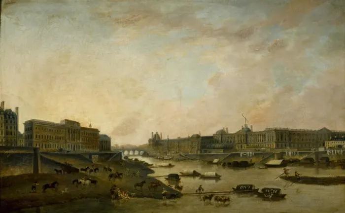 Framed Print : L Hotel de la Monnaie et le Louvre, vus du Pont-Neuf, c. 1800 Framed Print : L Hotel de la Monnaie et le Louvre, vus du Pont-Neuf, c. 1800