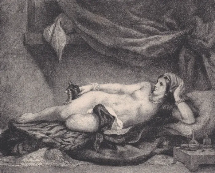 Framed Print : L Odalisque, 1852. Creator: Charles-Alexandre Debacq Framed Print : L Odalisque, 1852. Creator: Charles-Alexandre Debacq