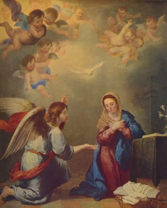 Framed Print : La Anunciacion, (The Annunciation), 1660, (c1934). Artist: Bartolome Esteban Murillo Framed Print : La Anunciacion, (The Annunciation), 1660, (c1934). Artist: Bartolome Esteban Murillo