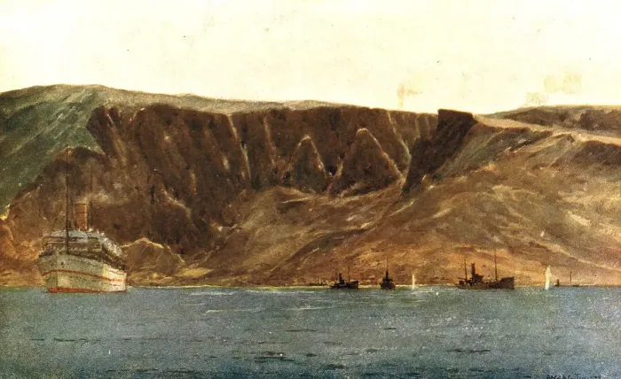Framed Print : La baie de Suvla et les Falaises d'Anzac; Les falaises d'Anzac, 1915 (1916). Creator: Norman Wilkinson Framed Print : La baie de Suvla et les Falaises d'Anzac; Les falaises d'Anzac, 1915 (1916). Creator: Norman Wilkinson