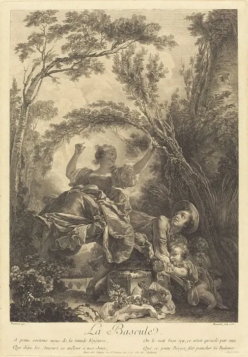 Framed Print : La Bascule, 1760. Creator: Jacques Firmin Beauvarlet