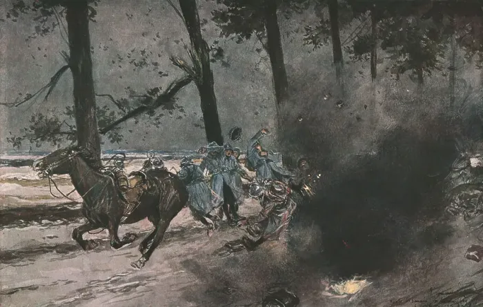 Framed Print : La bataille de Champagne; Sur la route de Souain a Somme-Py: un marmite, 1915 (1924). Creator: Unknown Framed Print : La bataille de Champagne; Sur la route de Souain a Somme-Py: un marmite, 1915 (1924). Creator: Unknown