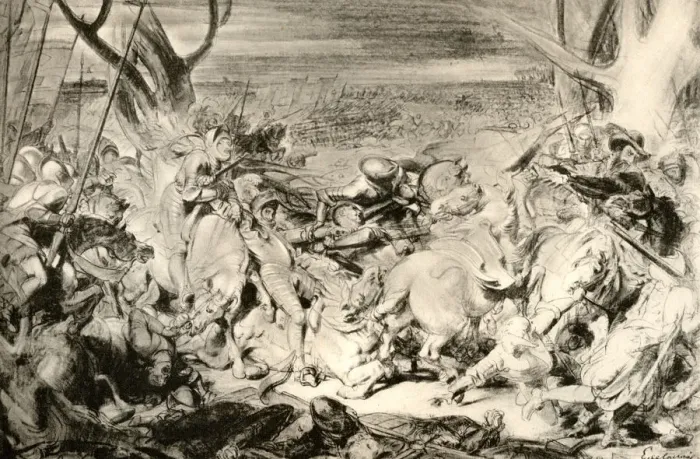Framed Print : La Bataille de Dreux, 1913. Artist: Eugene Delacroix Framed Print : La Bataille de Dreux, 1913. Artist: Eugene Delacroix