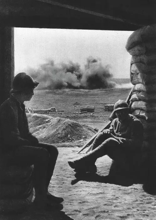 Framed Print : La Bataille de la Somme; Laissant passer l'orage; Photographie prise du fond d'un depot, 1916. Creator: Unknown Framed Print : La Bataille de la Somme; Laissant passer l'orage; Photographie prise du fond d'un depot, 1916. Creator: Unknown