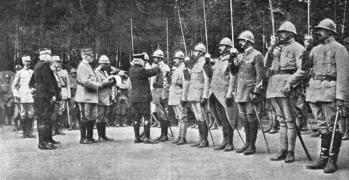 Framed Print : La bataille de la Somme; M. Poincare decore des officiers de la 10e armee, commandee par... 1916. Creator: Unknown Framed Print : La bataille de la Somme; M. Poincare decore des officiers de la 10e armee, commandee par... 1916. Creator: Unknown