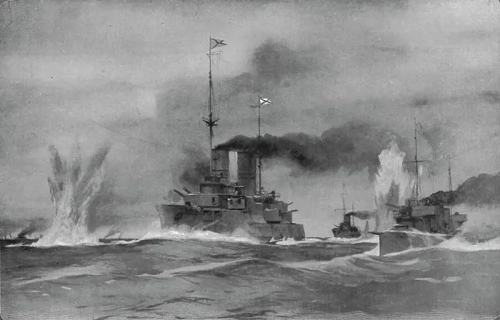 Framed Print : La bataille de Riga; D'apres une aquarelle du lieutenant de vaisseau Novikof, c1915. Creator: Unknown Framed Print : La bataille de Riga; D'apres une aquarelle du lieutenant de vaisseau Novikof, c1915. Creator: Unknown