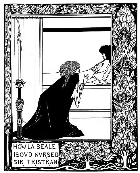 How La Beale Isoud Nursed Sir Tristram. Illustration to the book Le Morte d Arthur by Sir Thomas M Artist: Beardsley, Aubrey (1872?1898)