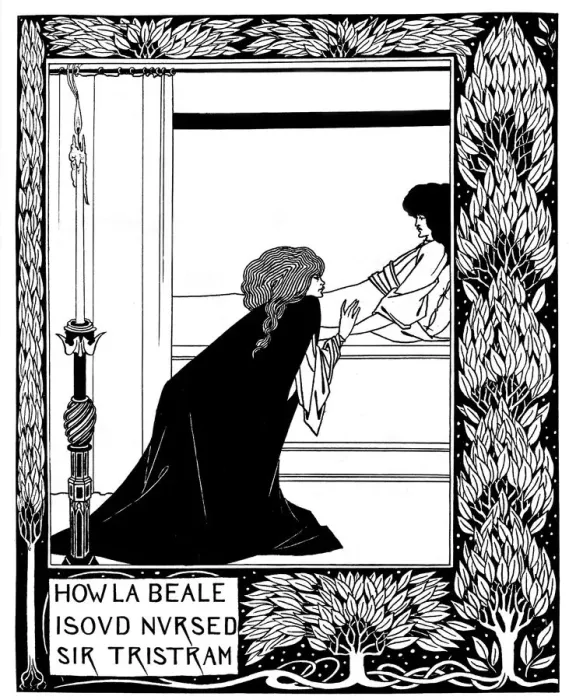 Framed Print : How La Beale Isoud Nursed Sir Tristram. Illustration to the book Le Morte d Arthur by Sir Thomas M Artist: Beardsley, Aubrey (1872?1898) Framed Print : How La Beale Isoud Nursed Sir Tristram. Illustration to the book Le Morte d Arthur by Sir Thomas M Artist: Beardsley, Aubrey (1872?1898)