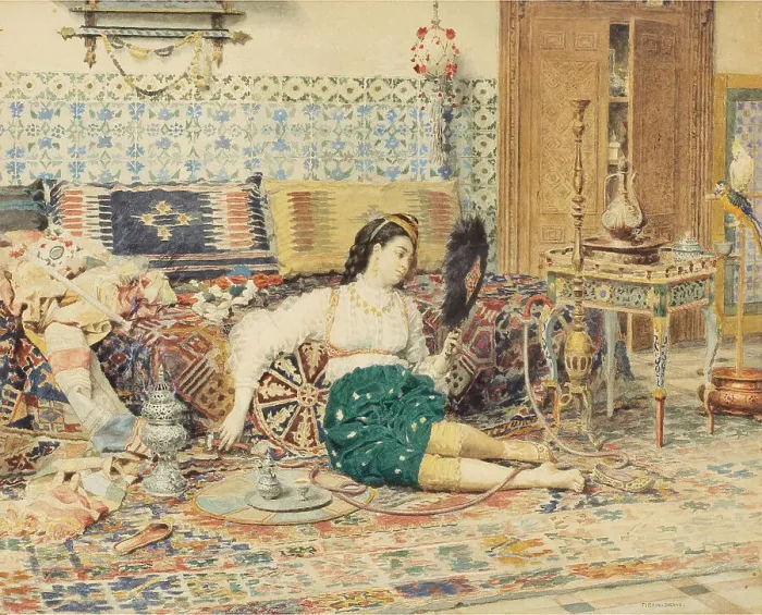 Framed Print : La belle orientale. Artist: Firmin-Girard, Francois-Marie (1838-1921) Framed Print : La belle orientale. Artist: Firmin-Girard, Francois-Marie (1838-1921)