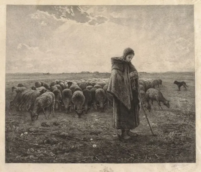 Framed Print : La Bergerie, 1885. Creator: Benjamin-Louis-Auguste Damman (French, 1835-1921) Framed Print : La Bergerie, 1885. Creator: Benjamin-Louis-Auguste Damman (French, 1835-1921)