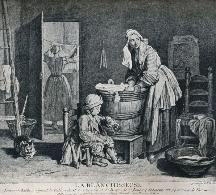 Framed Print : La Blanchisseuse, 18th century, (1916). Artist: Charles Nicolas Cochin Framed Print : La Blanchisseuse, 18th century, (1916). Artist: Charles Nicolas Cochin