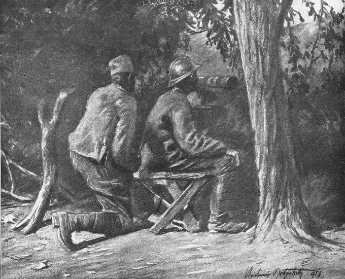 Framed Print : La Campagne Macedonienne; Sur le front de la 11e armee Serbe; un poste d'observation... 1916. Creator: Vladimir Betzitch Framed Print : La Campagne Macedonienne; Sur le front de la 11e armee Serbe; un poste d'observation... 1916. Creator: Vladimir Betzitch