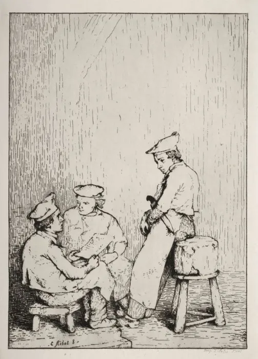 Framed Print : La Carte. Creator: Theodule Ribot (French, 1823-1891) Framed Print : La Carte. Creator: Theodule Ribot (French, 1823-1891)