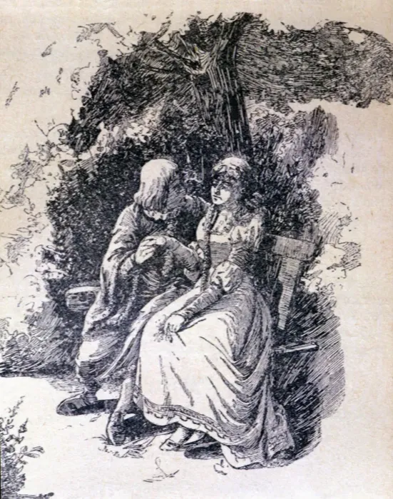 Framed Print : La Celestina, 1883, engraving with Calixto and Melibea under the tree Framed Print : La Celestina, 1883, engraving with Calixto and Melibea under the tree