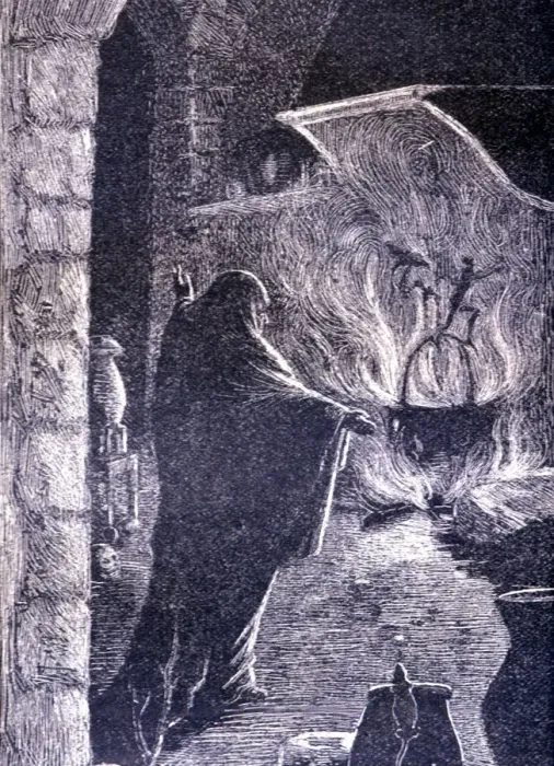 Framed Print : La Celestina, 1883, engraving with the Celestina making a spell