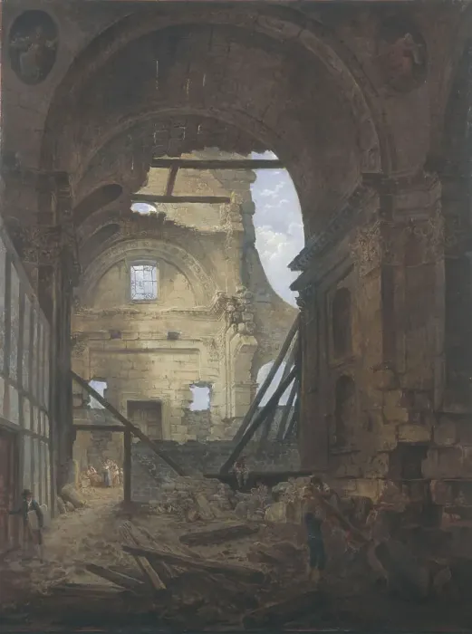 Framed Print : La chapelle de la Sorbonne avecla voûte de la nef effondrée, c1800. Creator: Hubert Robert Framed Print : La chapelle de la Sorbonne avecla voûte de la nef effondrée, c1800. Creator: Hubert Robert