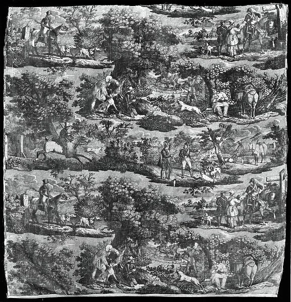 La Chasse aRouen (Hunting at Rouen) (Furnishing Fabric), Rouen, 1840