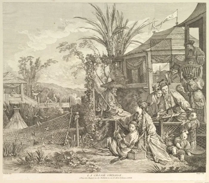 Framed Print : La Chasse Chinoise (The Chinese Hunt), from Chinoiseries, after 1743 Framed Print : La Chasse Chinoise (The Chinese Hunt), from Chinoiseries, after 1743