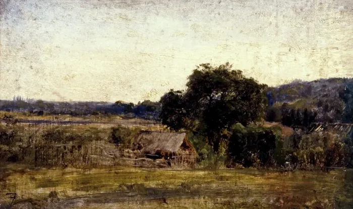 Framed Print : La chaumière, between 1850 and 1860. Creator: Felix Francois Georges Philibert Ziem Framed Print : La chaumière, between 1850 and 1860. Creator: Felix Francois Georges Philibert Ziem
