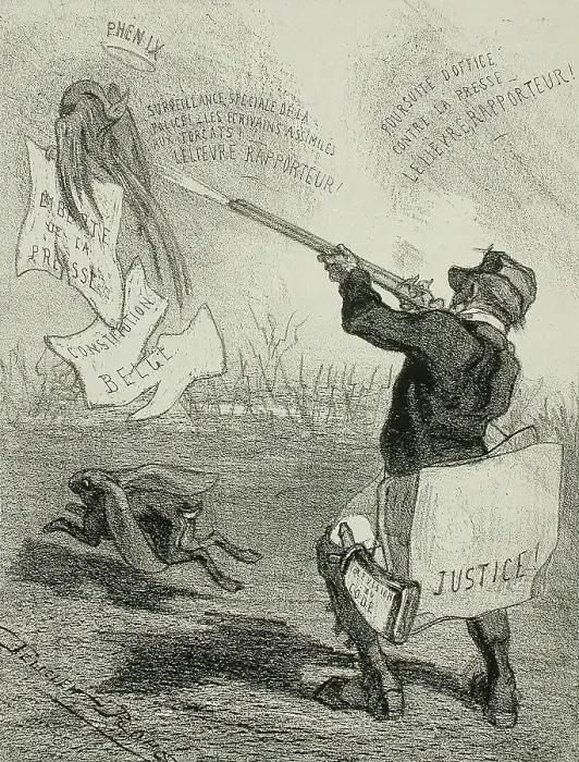 Framed Print : La Comédie politique, 1859. Creator: Félicien Rops Framed Print : La Comédie politique, 1859. Creator: Félicien Rops