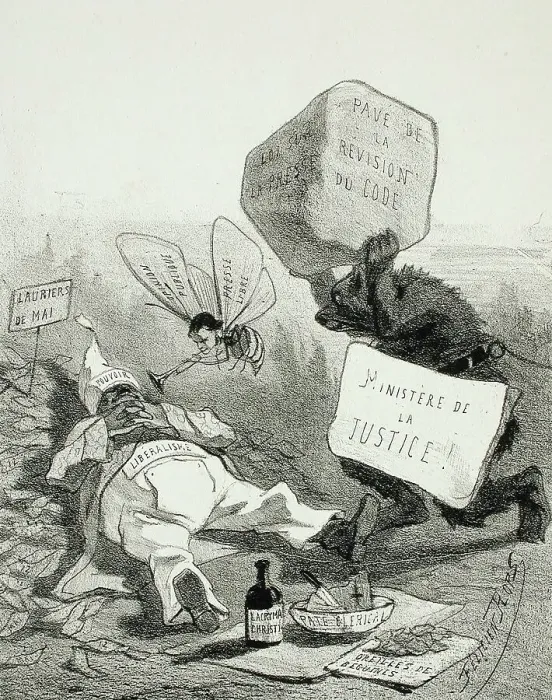 Framed Print : La Comédie politique, 1859. Creator: Félicien Rops Framed Print : La Comédie politique, 1859. Creator: Félicien Rops