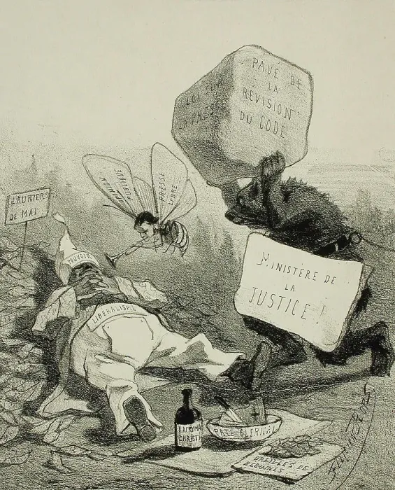 Framed Print : La Comédie politique, 1859. Creator: Félicien Rops Framed Print : La Comédie politique, 1859. Creator: Félicien Rops